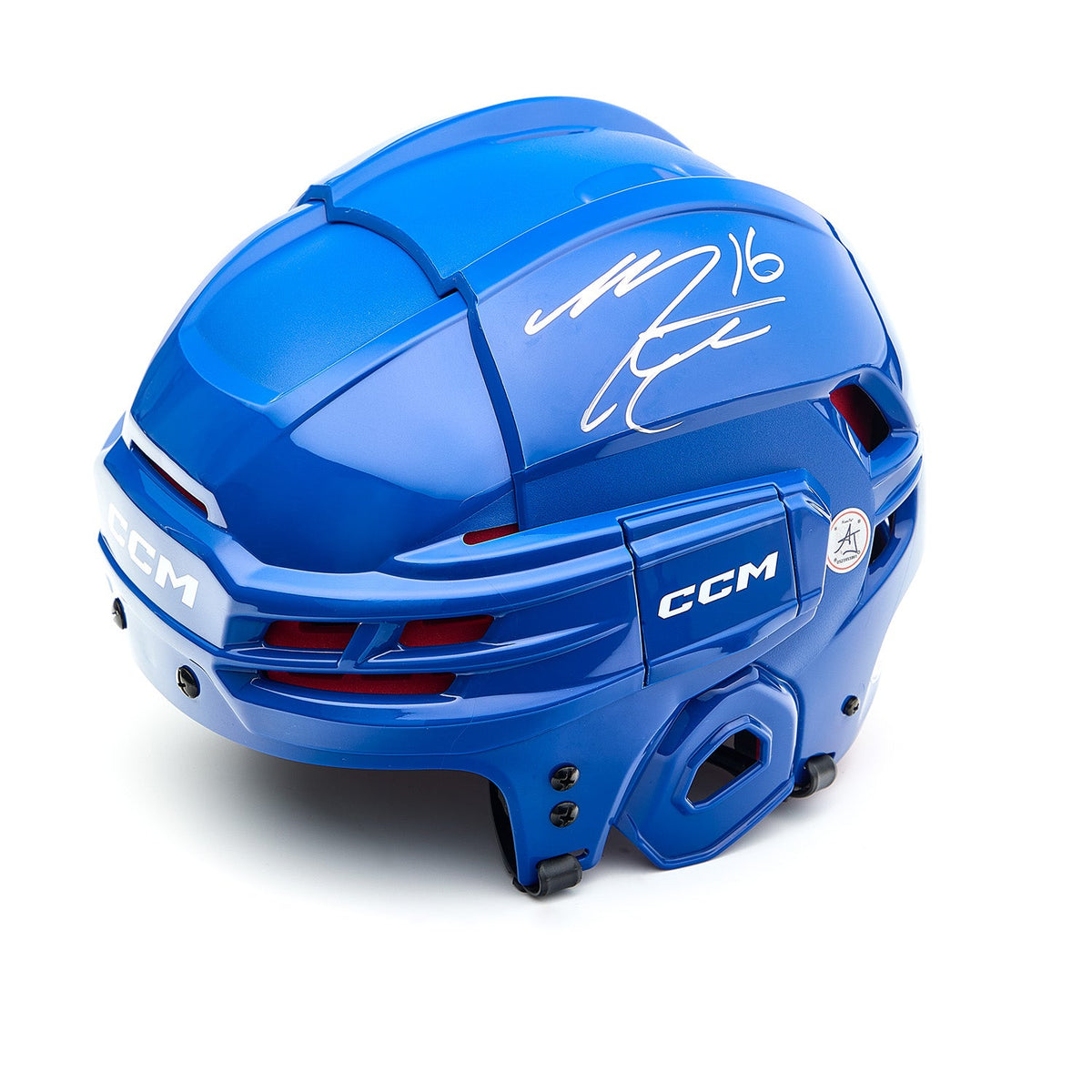 Mitch Marner Autographed Royal Blue CCM Hockey Helmet product image 1, provided for visual reference and product detail