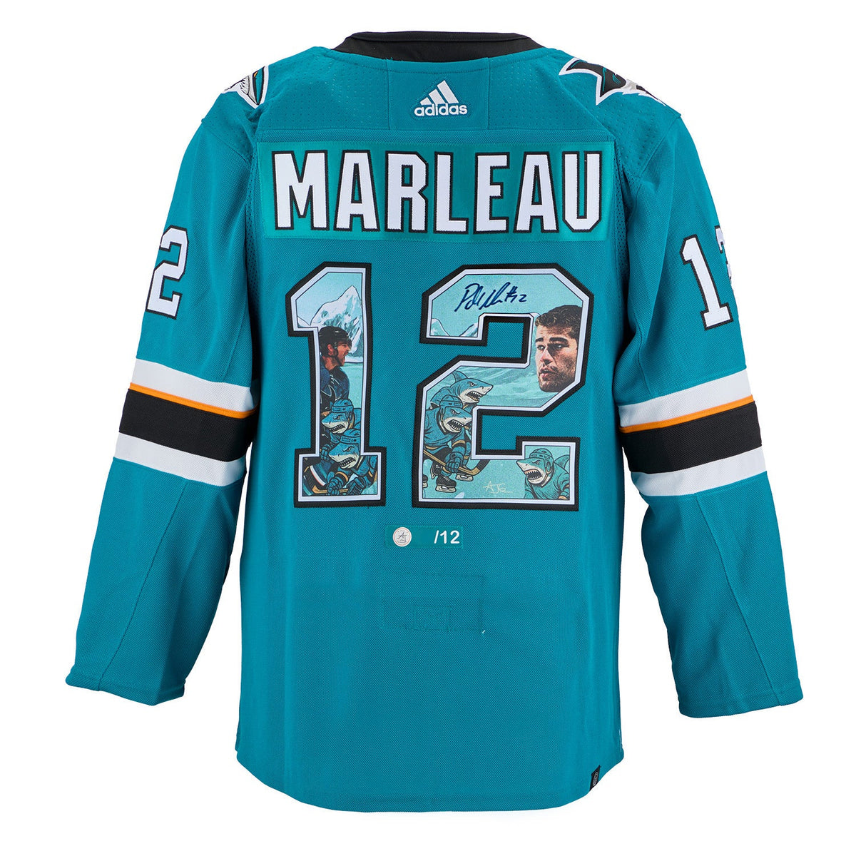 Patrick Marleau Signed San Jose Sharks Comic Book Art Jersey #/12 product image 1, provided for visual reference and product