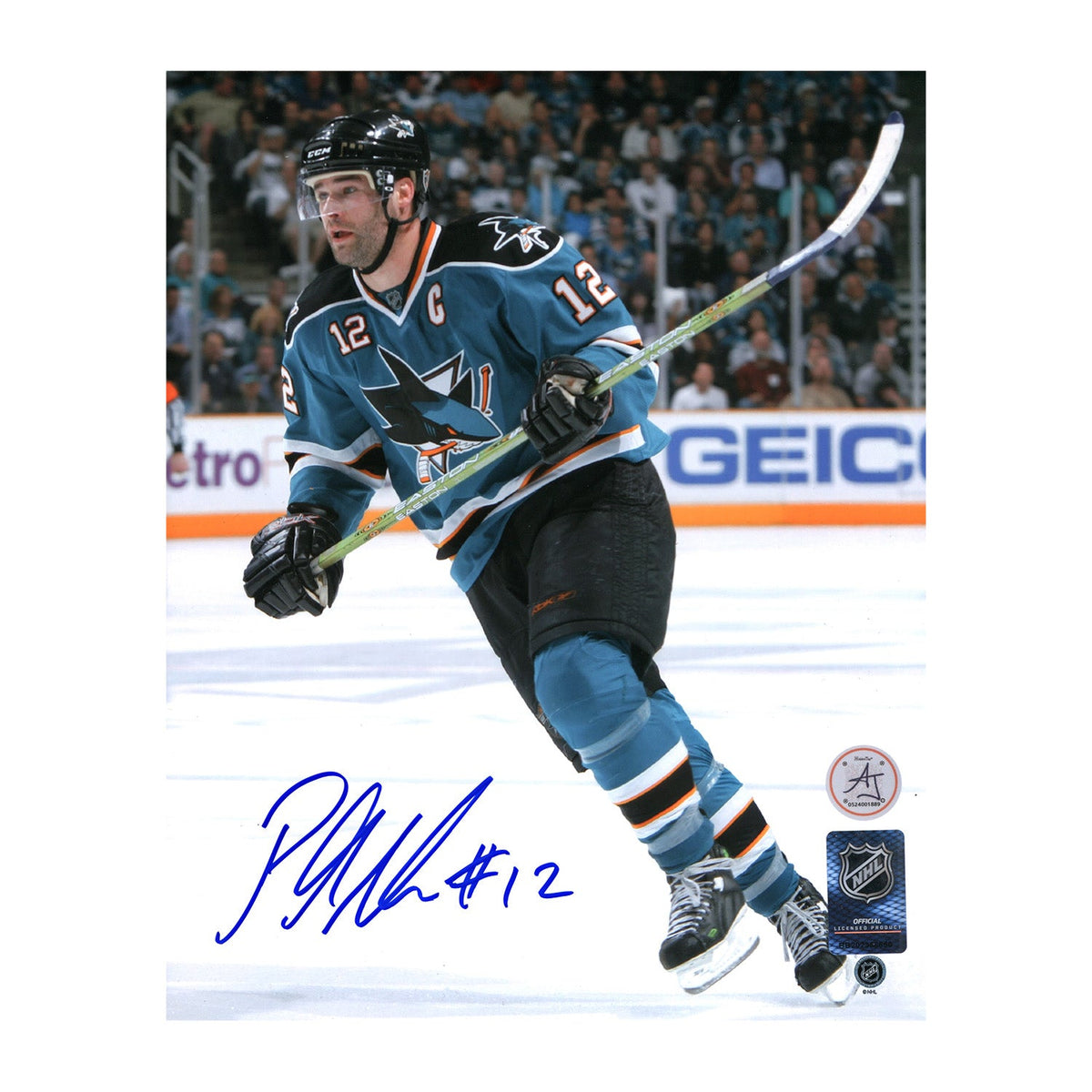 Patrick Marleau Autographed San Jose Sharks Captain 8x10 Photo product image 1, provided for visual reference and product