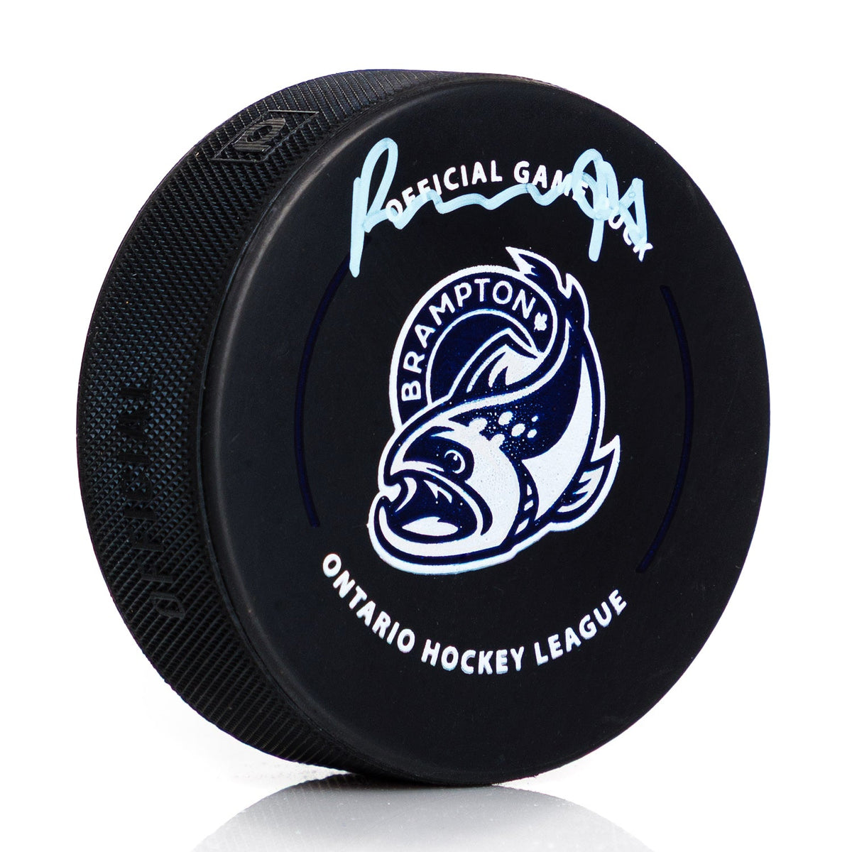 Porter Martone Signed Brampton Steelheads Official CHL Game Puck product image 1, provided for visual reference and product