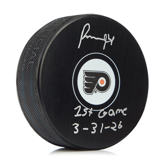 Porter Martone Philadelphia Flyers Signed & Dated 1st Game Puck product image 1, provided for visual reference and product