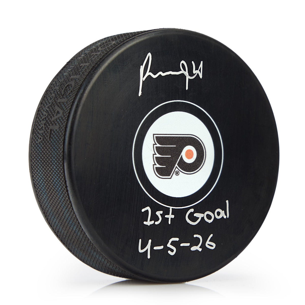 Porter Martone Philadelphia Flyers Signed & Dated 1st Goal Puck product image 1, provided for visual reference and product