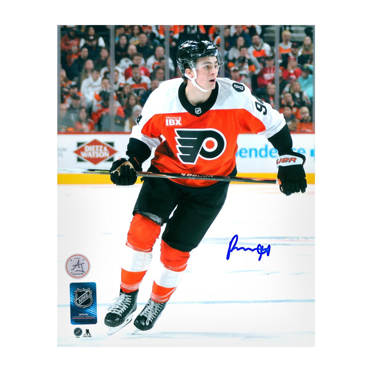 Porter Martone Autographed Philadelphia Flyers Game Action 8x10 Photo product image 1, provided for visual reference and