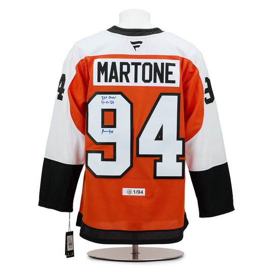 Porter Martone Philadelphia Flyers Signed & Dated 1st Goal Fanatics Jersey #1/94 product image 1, provided for visual