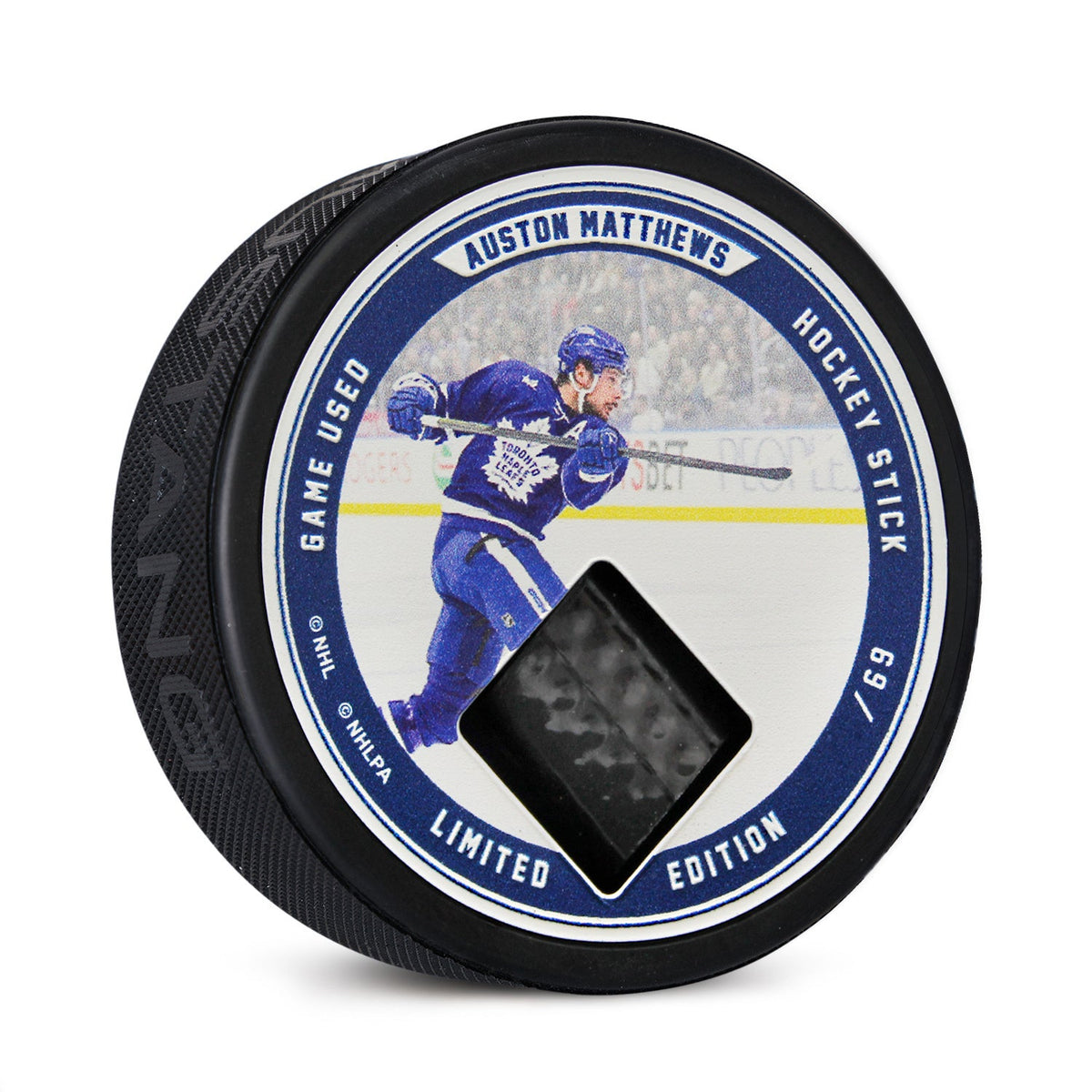 Auston Matthews Authentic Game Used Hockey Stick Collector Puck #/69 product image 1, provided for visual reference and