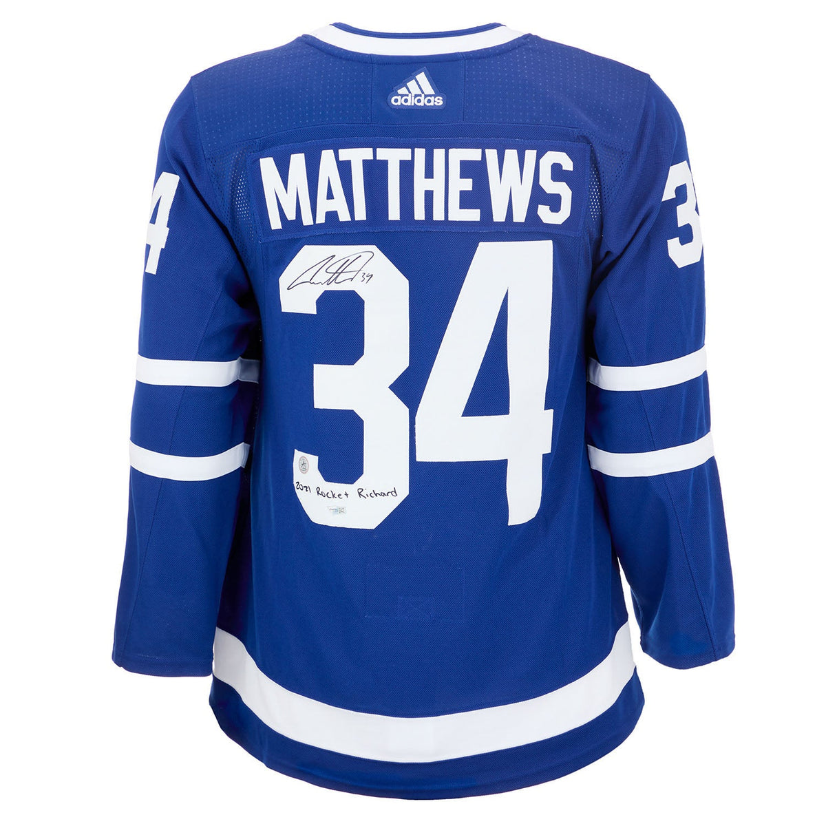 Auston Matthews Signed Toronto Maple Leafs adidas Jersey with Rocket note product image 1, provided for visual reference and