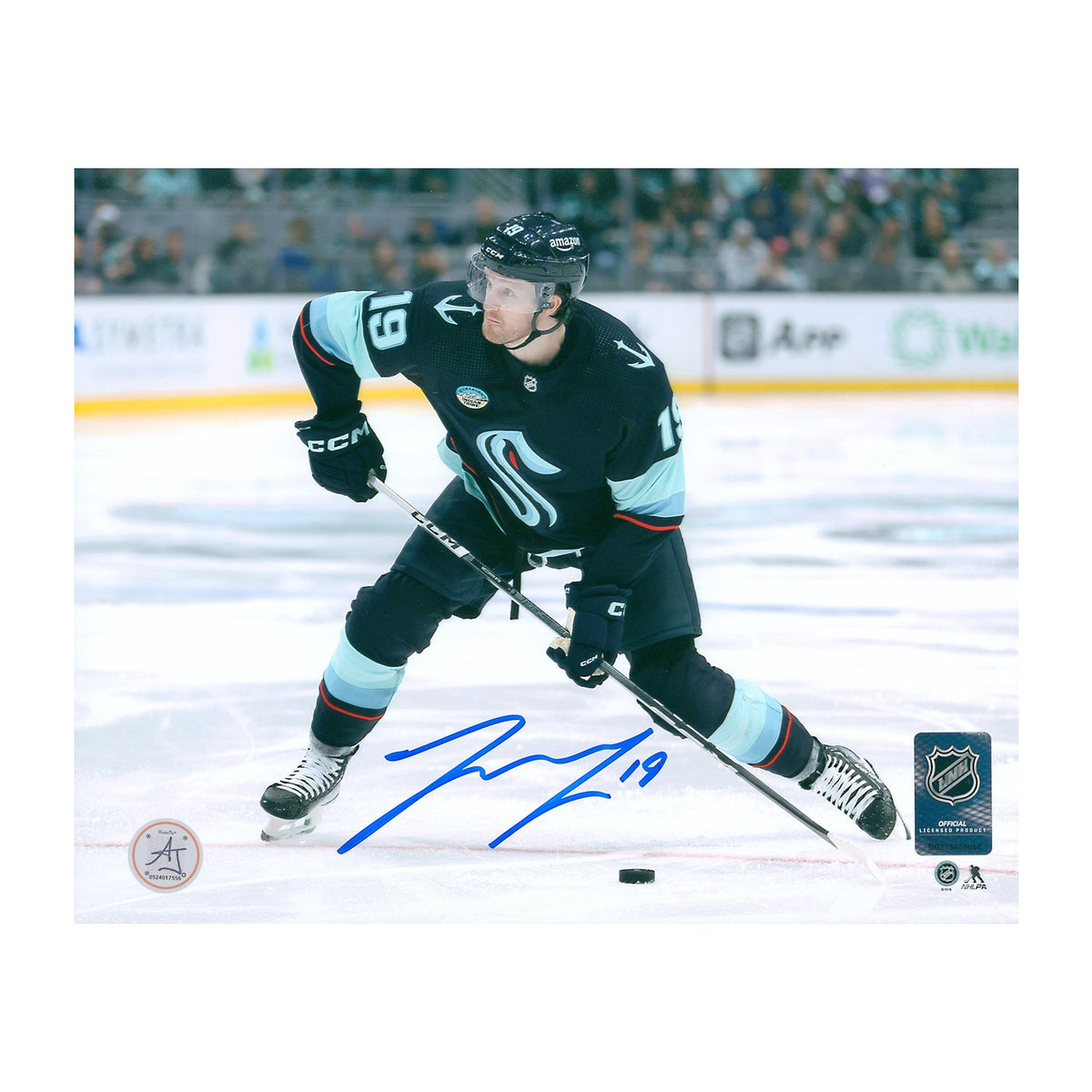 Jared McCann Autographed Seattle Kraken Attack Zone 8x10 Photo product image 1, provided for visual reference and product