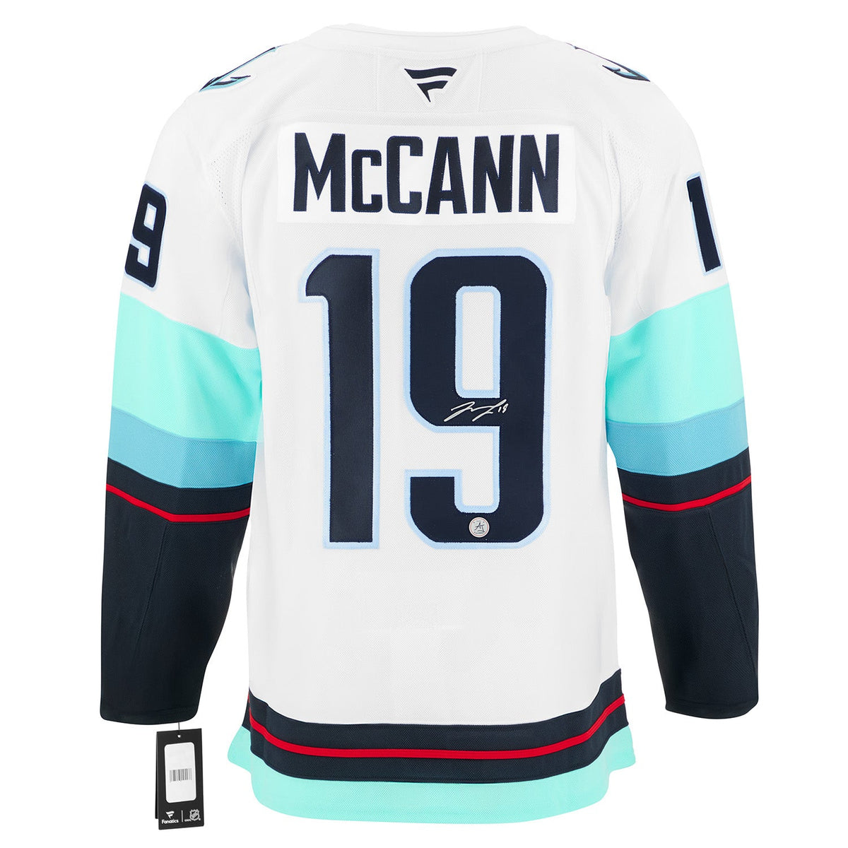 Jared McCann Signed Seattle Kraken White Fanatics Premium Jersey product image 1, provided for visual reference and product