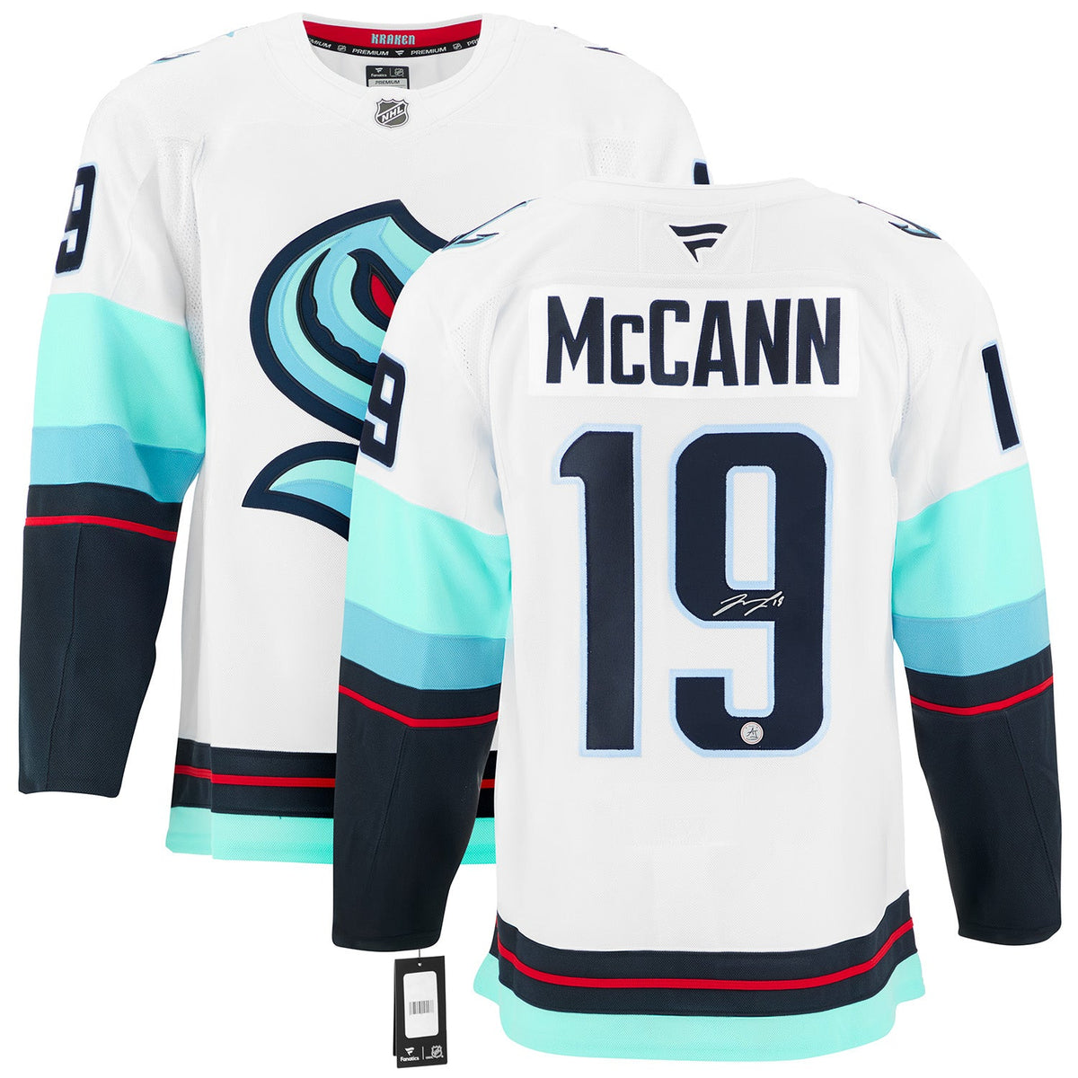 Jared McCann Signed Seattle Kraken White Fanatics Premium Jersey product image 3, provided for visual reference and product