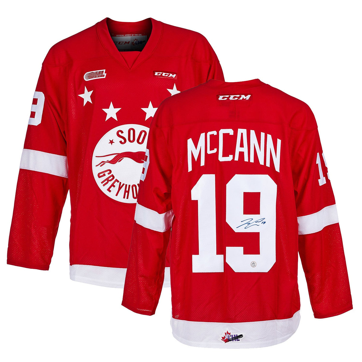 Jared McCann Signed Sault Ste Marie Greyhounds CHL CCM Jersey product image 3, provided for visual reference and product