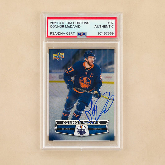 2021 Upper Deck Tim Hortons #97 Connor McDavid Signed Card PSA Auto Authentic product image 1, provided for visual reference