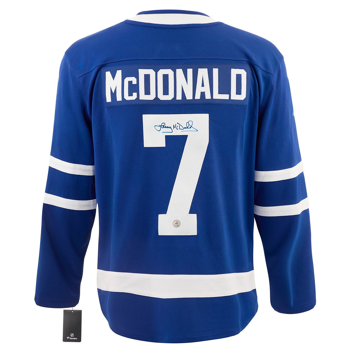 Lanny McDonald Autographed Toronto Maple Leafs Fanatics Breakaway Jersey product image 1, provided for visual reference and