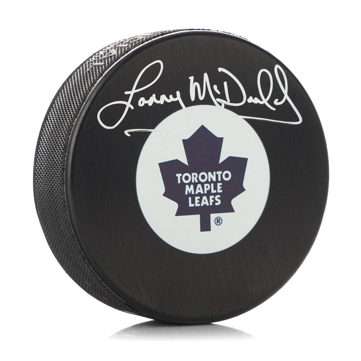 Lanny McDonald Autographed Toronto Maple Leafs Retro Logo Puck product image 1, provided for visual reference and product
