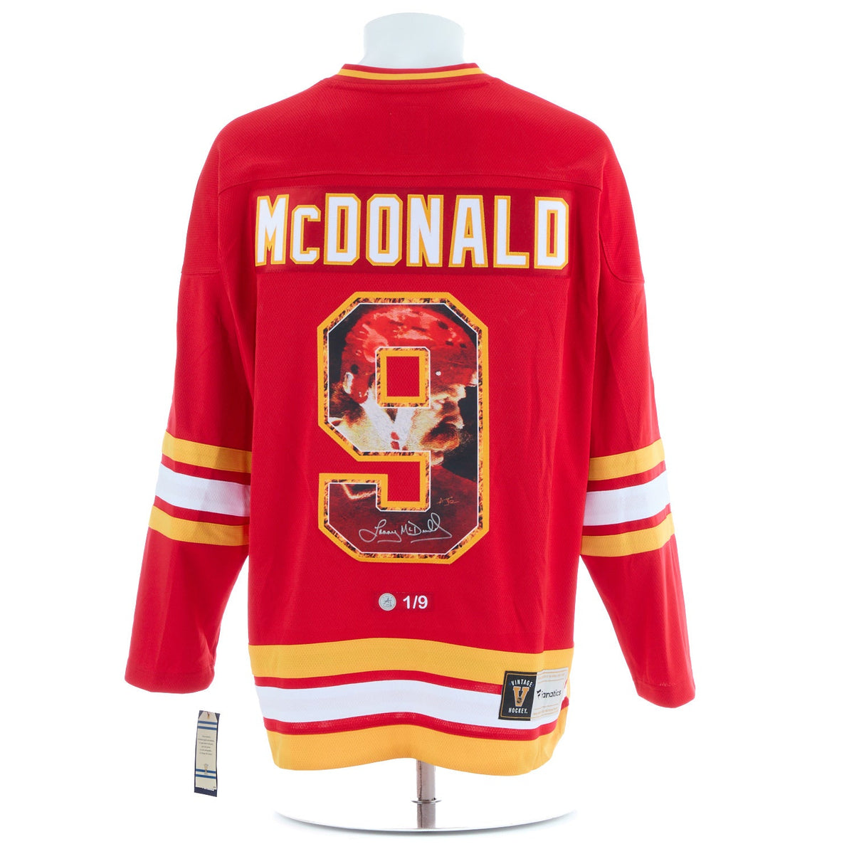 Lanny McDonald Signed Calgary Flames Legend Profile Art Jersey #1/9 product image 1, provided for visual reference and