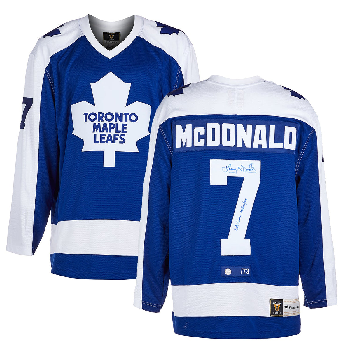 Lanny McDonald Toronto Maple Leafs Signed 1st Game Throwback Jersey #/73 product image 3, provided for visual reference and