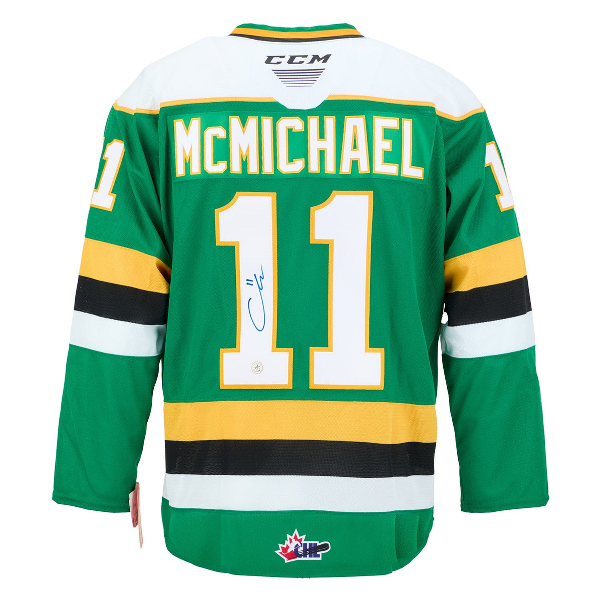 Connor McMichael Signed London Knights Replica CCM Hockey Jersey product image 1, provided for visual reference and product