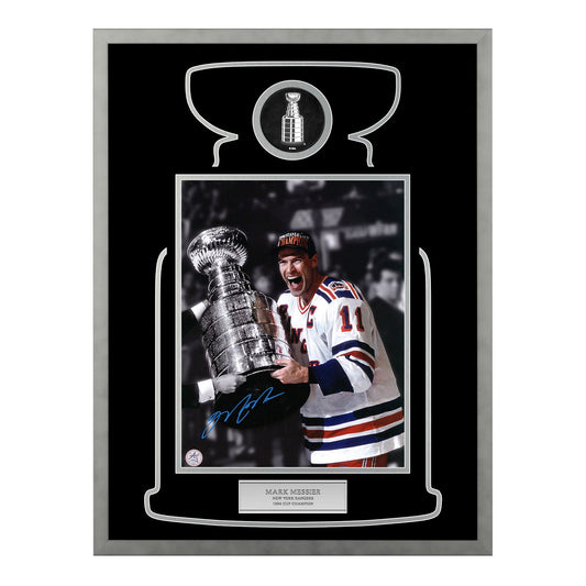 Mark Messier Autographed New York Rangers Cup Champion 23x27 Frame product image 1, provided for visual reference and