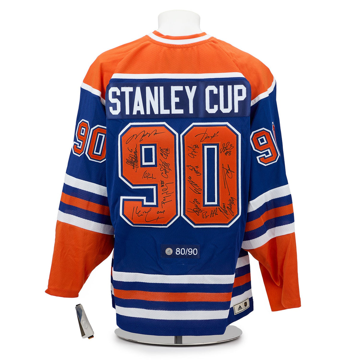 Edmonton Oilers 16 Player Team Signed 1990 Stanley Cup Classic Jersey #80/90 product image 1, provided for visual reference
