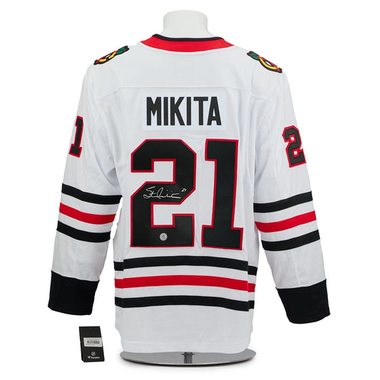 Stan Mikita Autographed Chicago Blackhawks White Fanatics Breakaway Jersey product image 1, provided for visual reference
