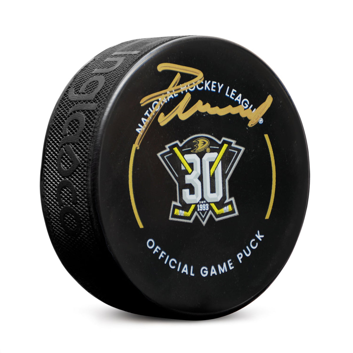 Pavel Mintyukov Signed Anaheim Ducks Rookie Logo Official Game Puck product image 1, provided for visual reference and