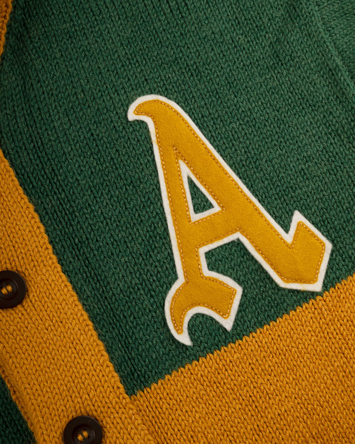 Oakland Athletics 1969 Wool Shawl Collar Sweater product image 2, provided for visual reference and product detail review
