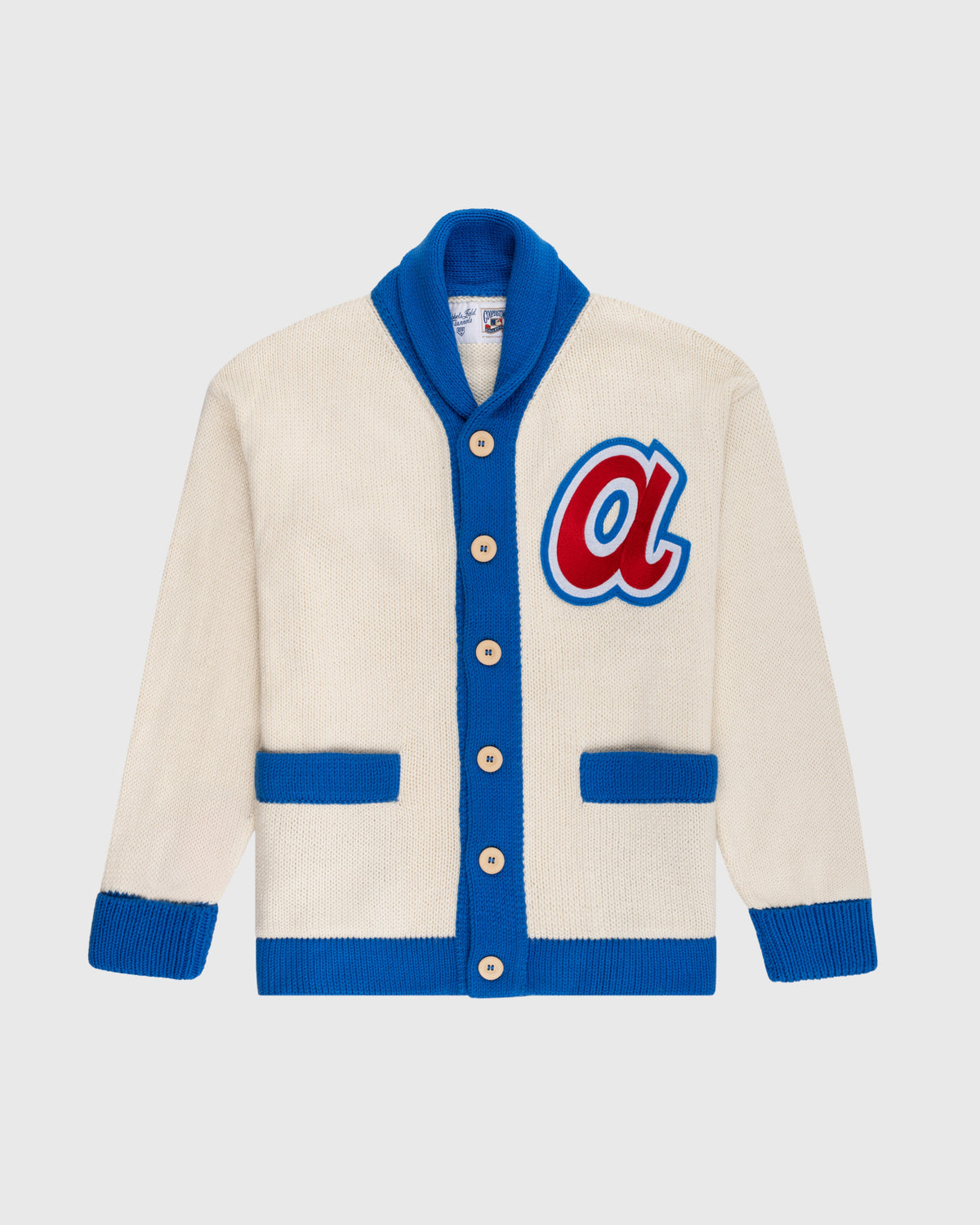 Atlanta Braves 1974 Wool Shawl Collar Sweater product image 1, provided for visual reference and product detail review