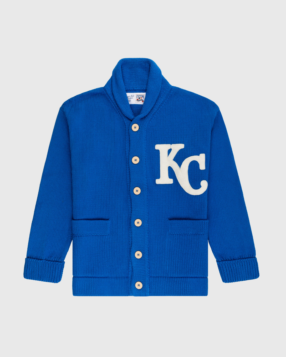 Kansas City Royals 1969 Wool Shawl Collar Sweater product image 1, provided for visual reference and product detail review