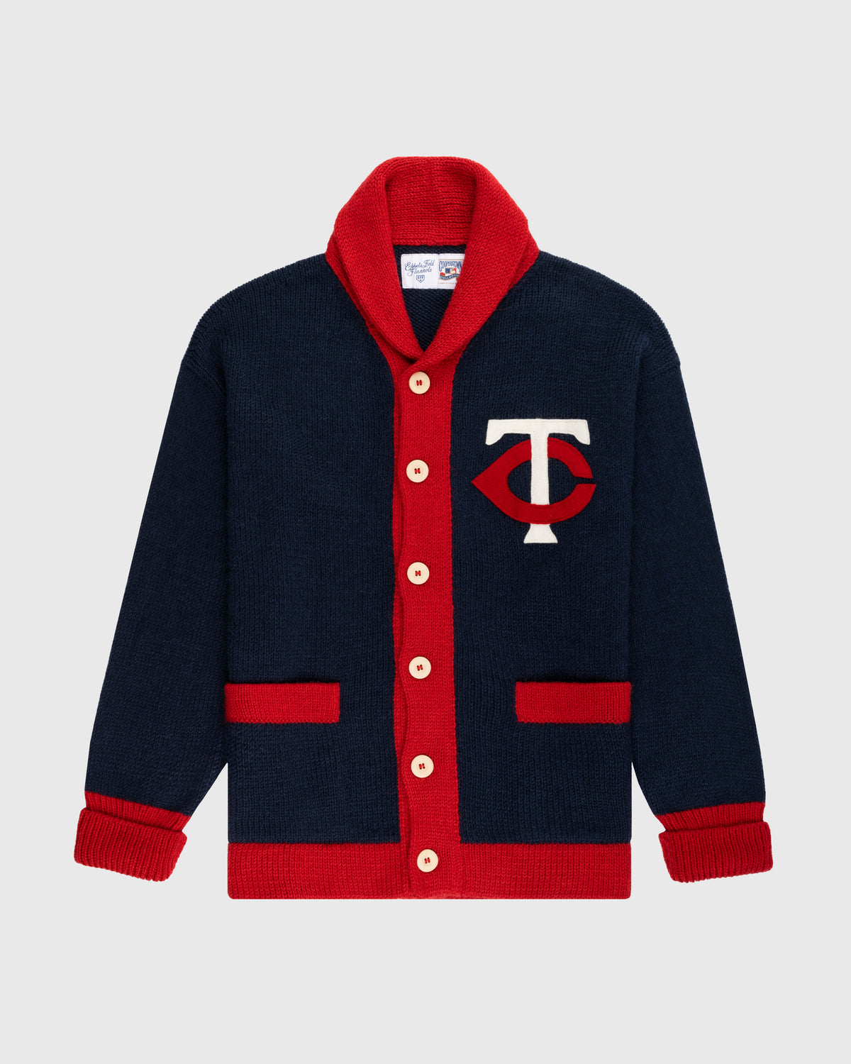 Minnesota Twins 1961-71 Wool Shawl Collar Sweater product image 1, provided for visual reference and product detail review