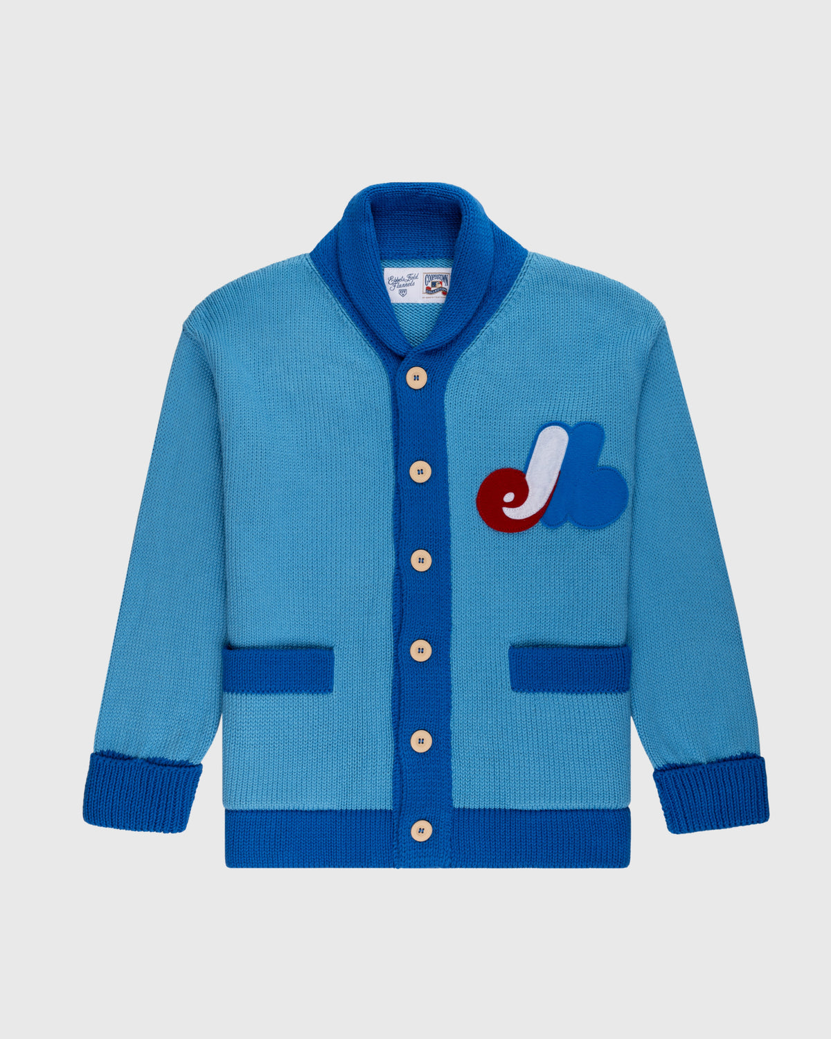 Montreal Expos 1969 Wool Shawl Collar Sweater product image 1, provided for visual reference and product detail review