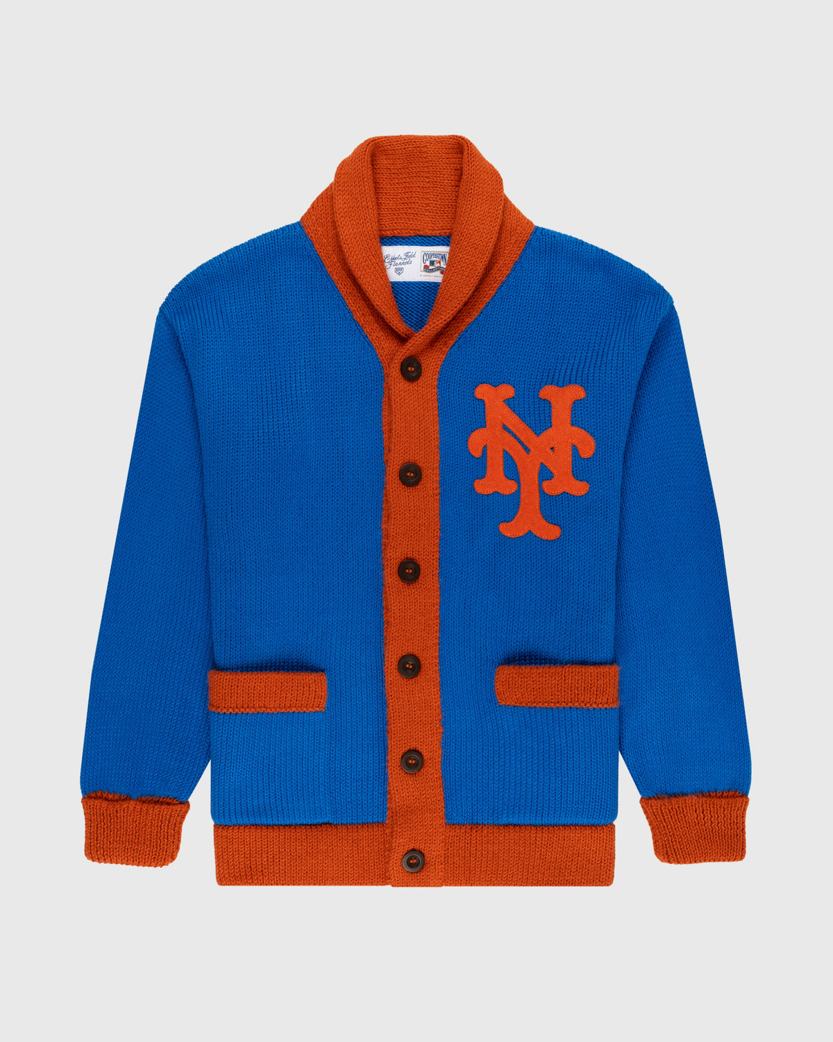 New York Mets 1962 Wool Shawl Collar Sweater product image 1, provided for visual reference and product detail review