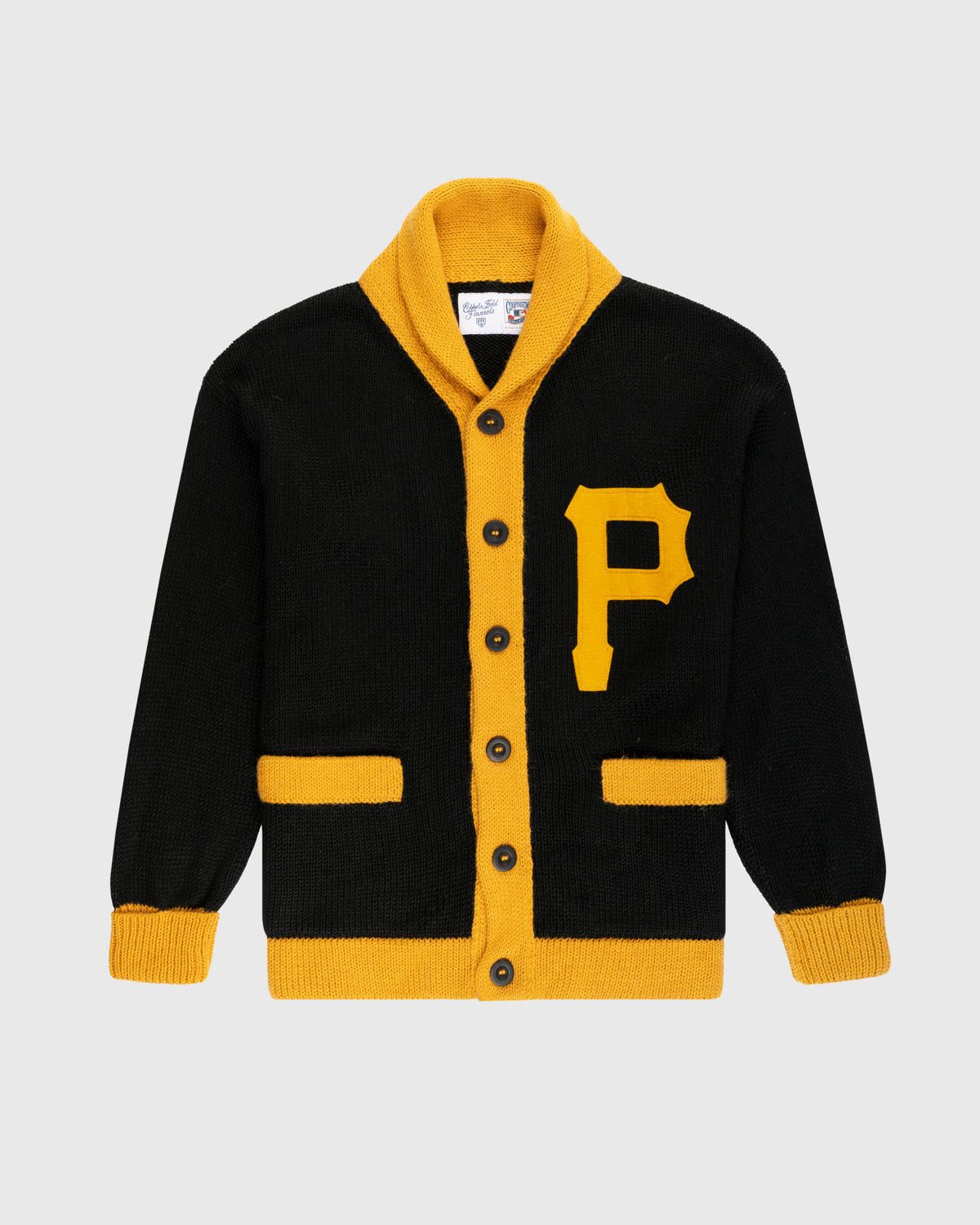 Pittsburgh Pirates 1970 Wool Shawl Collar Sweater product image 1, provided for visual reference and product detail review