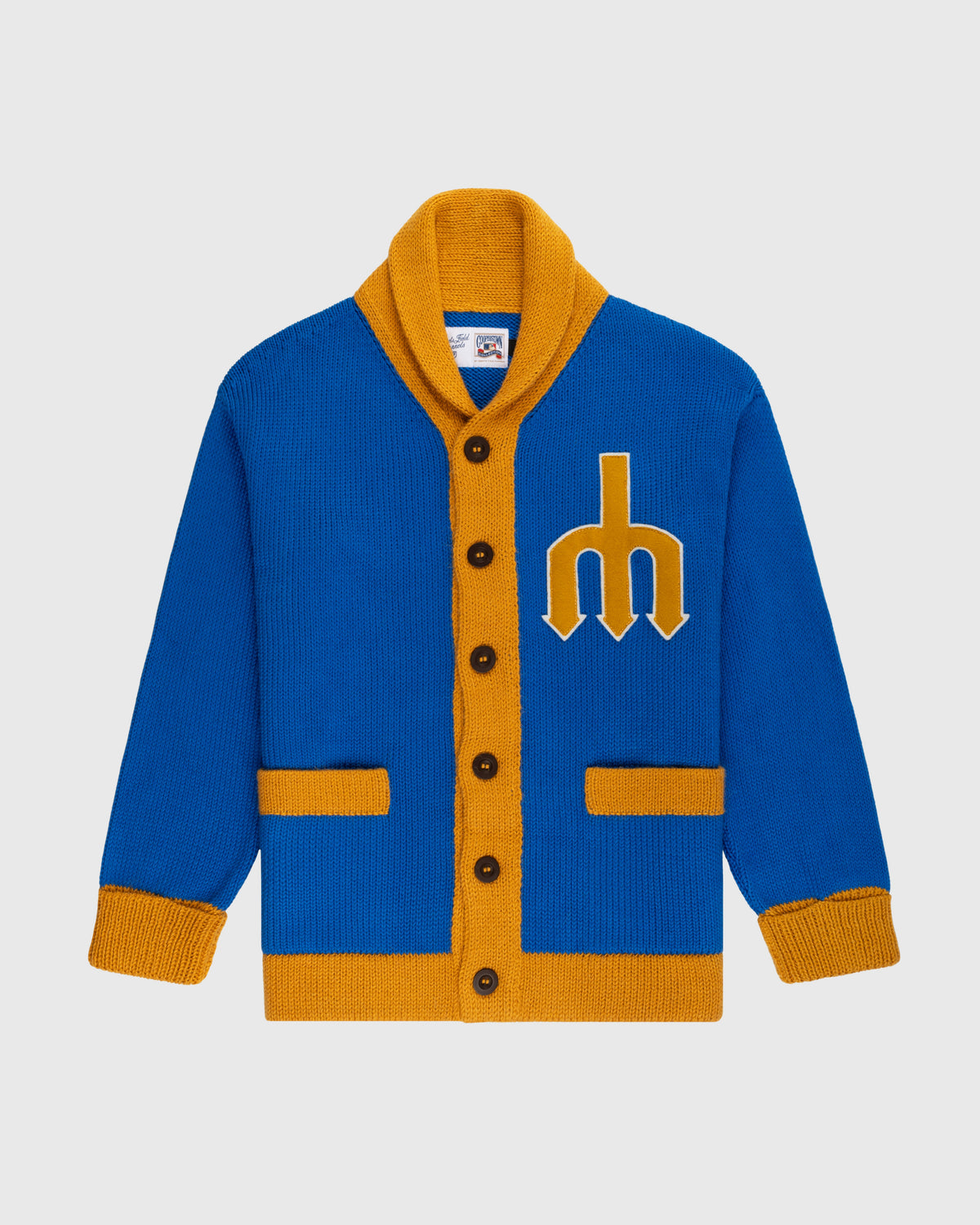 Seattle Mariners 1977-80 Wool Shawl Collar Sweater product image 1, provided for visual reference and product detail review