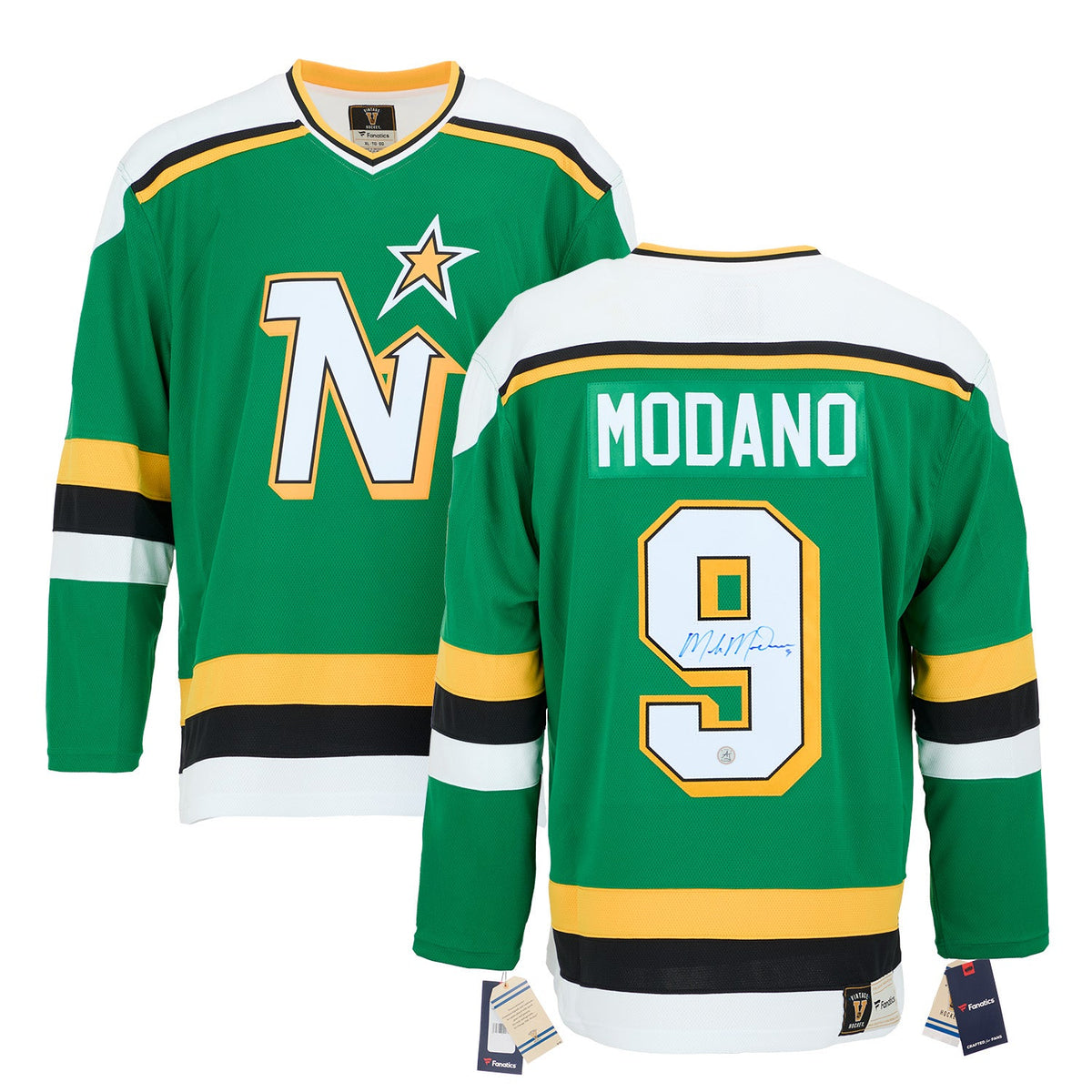 Mike Modano Signed Minnesota North Stars Throwback Breakaway Jersey product image 3, provided for visual reference and