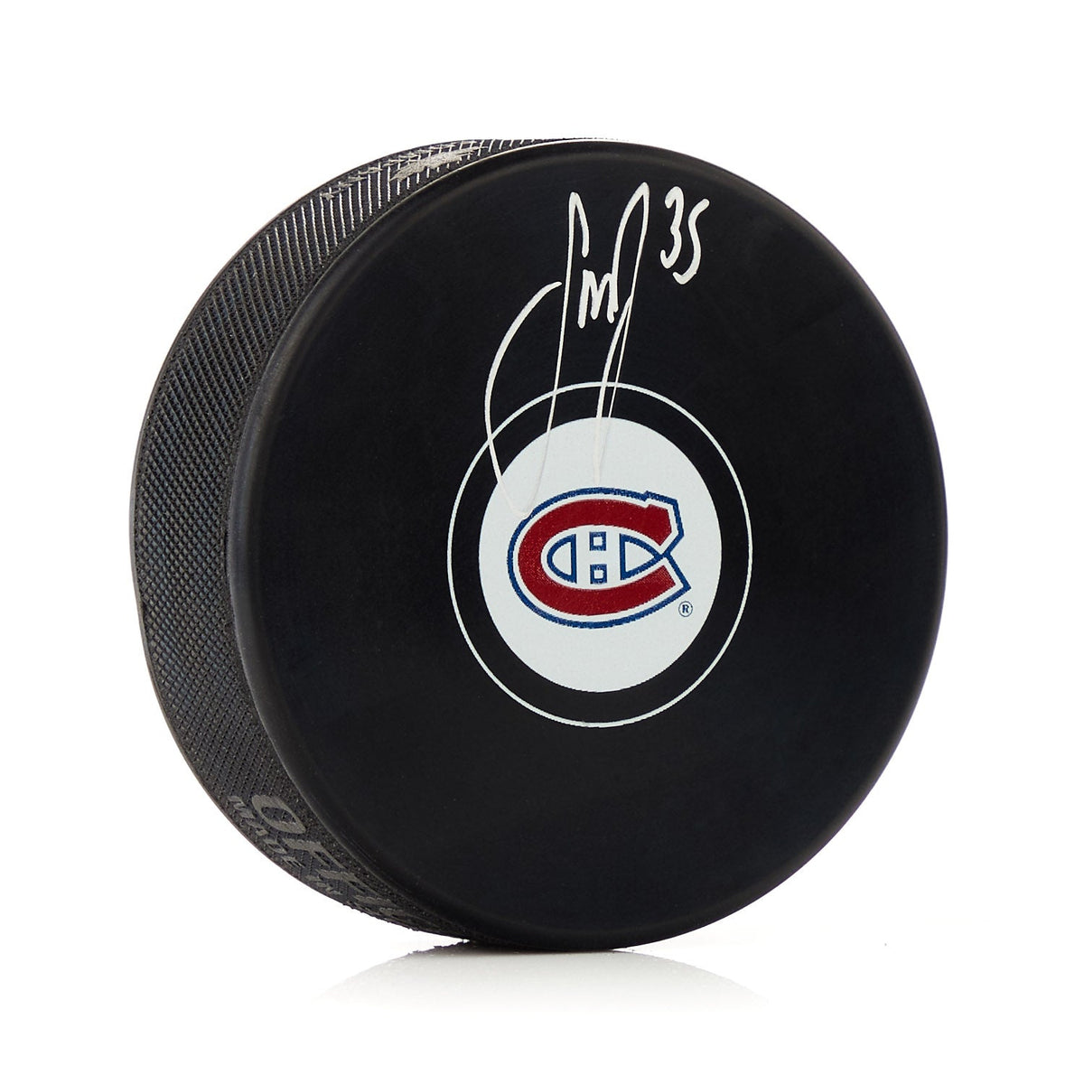 Sam Montembeault Autographed Montreal Canadiens Hockey Puck product image 1, provided for visual reference and product