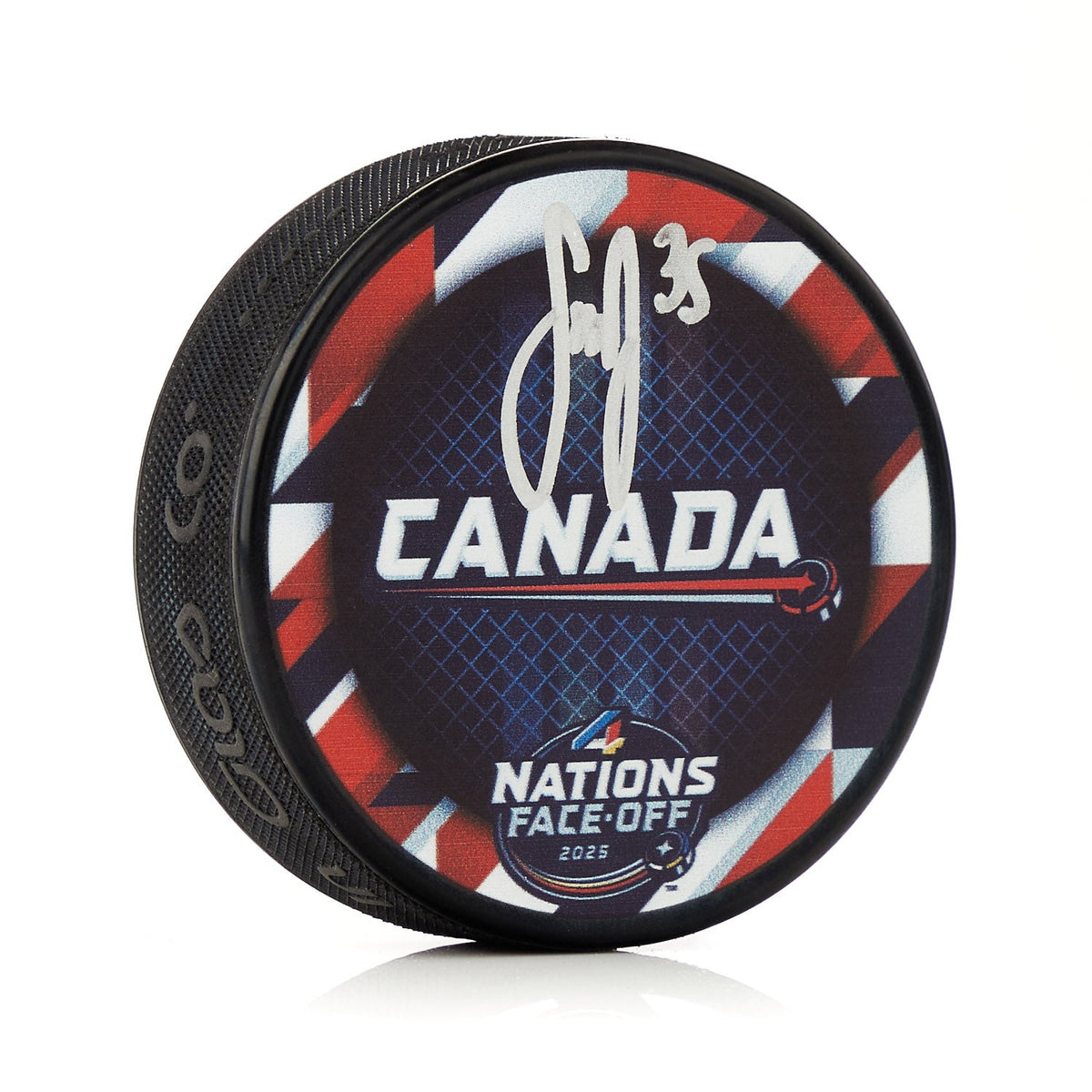Sam Montembeault Team Canada Signed NHL 4 Nations Face-Off Hockey Puck product image 1, provided for visual reference and