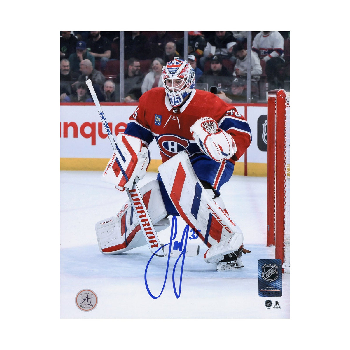 Sam Montembeault Autographed Montreal Canadiens Goalie 8x10 Photo product image 1, provided for visual reference and product