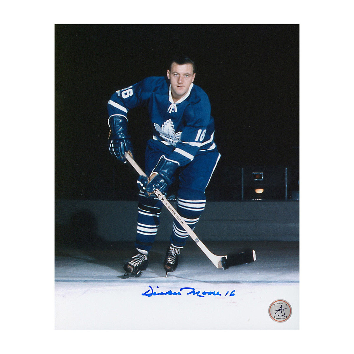 Dickie Moore Autographed Toronto Maple Leafs Hockey 8x10 Photo product image 1, provided for visual reference and product