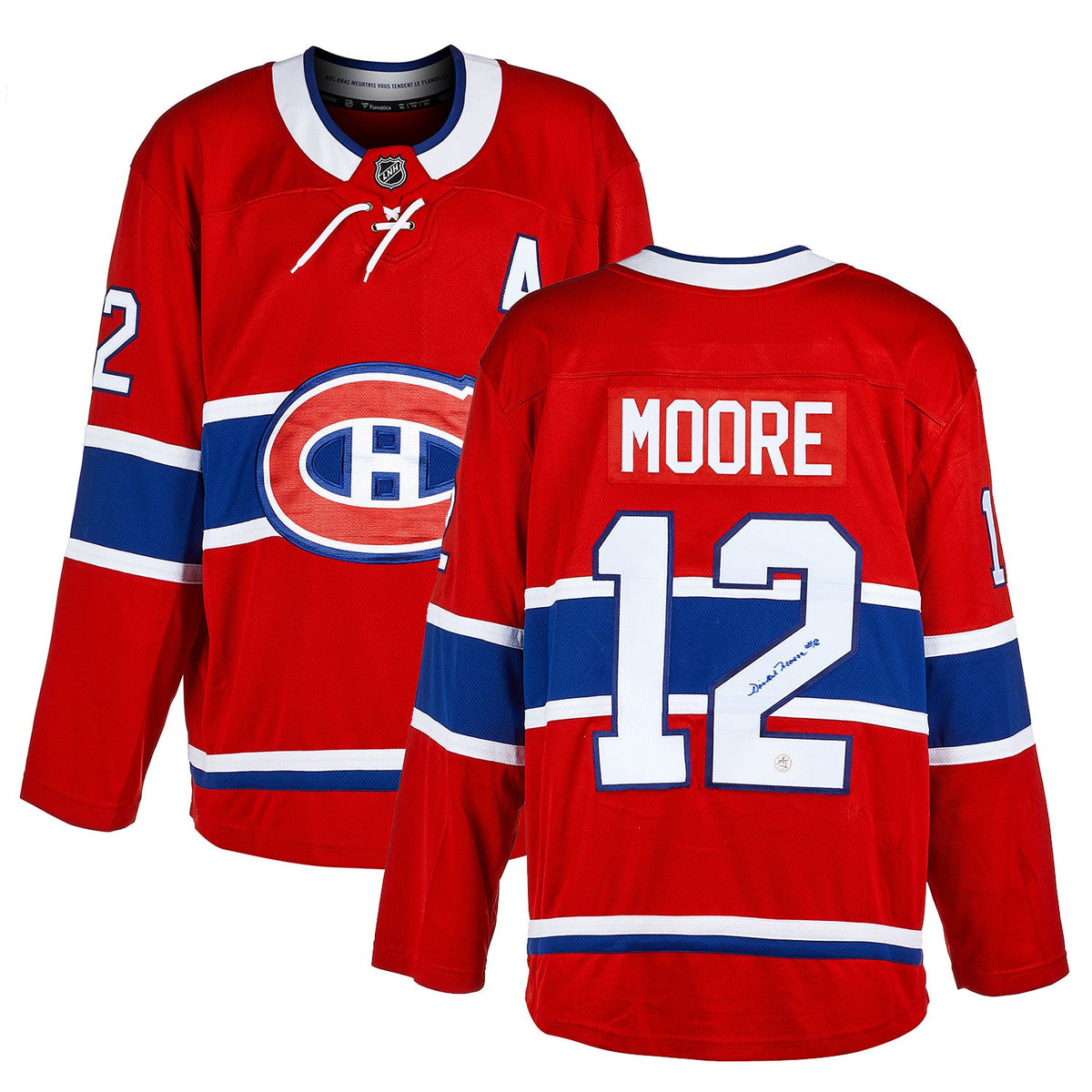 Dickie Moore Autographed Montreal Canadiens Fanatics Breakaway Jersey product image 3, provided for visual reference and