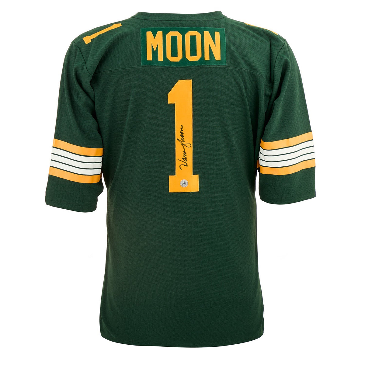 Warren Moon Autographed Edmonton Custom Throwback CFL Football Jersey product image 1, provided for visual reference and
