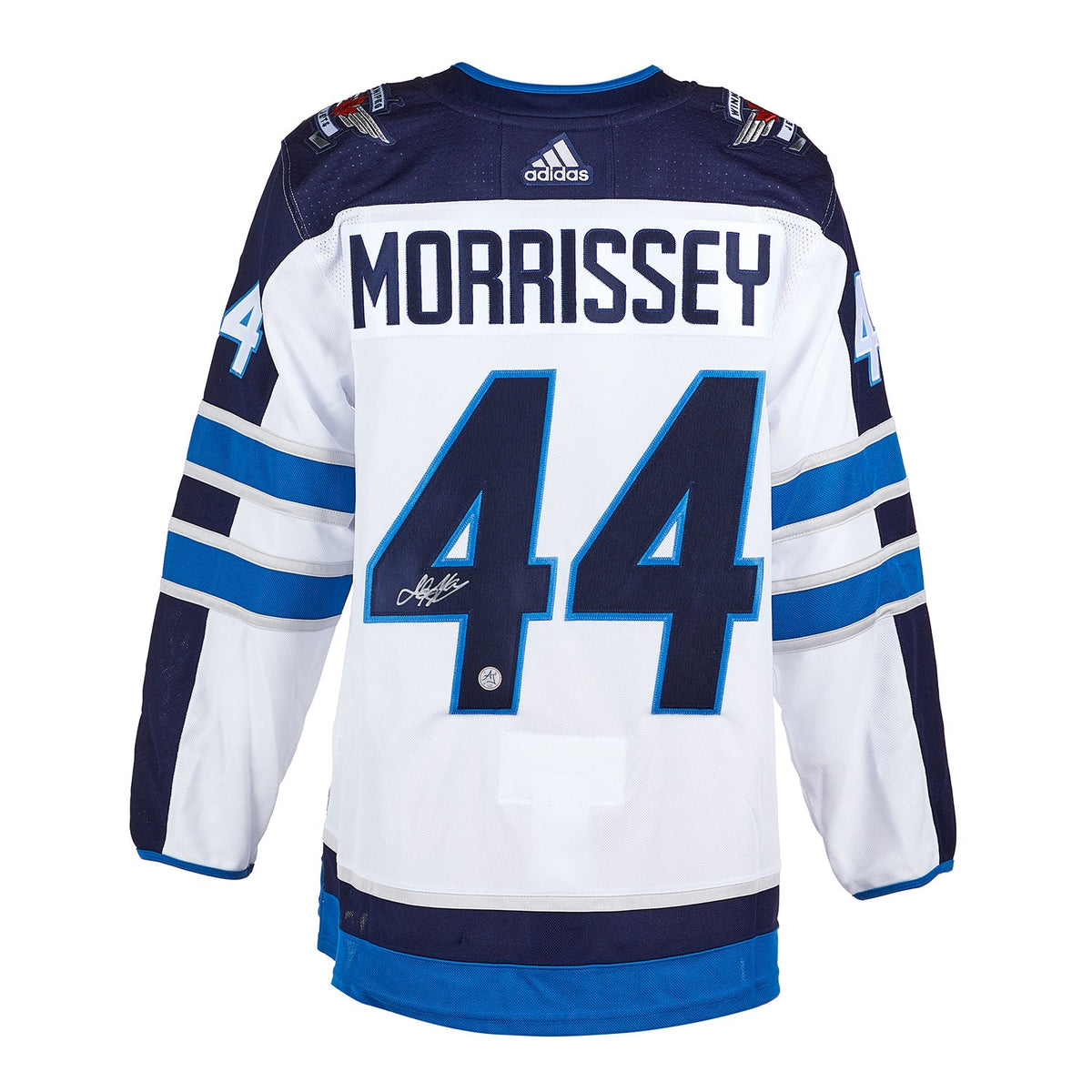 Josh Morrissey Signed Winnipeg Jets White adidas Jersey product image 1, provided for visual reference and product detail