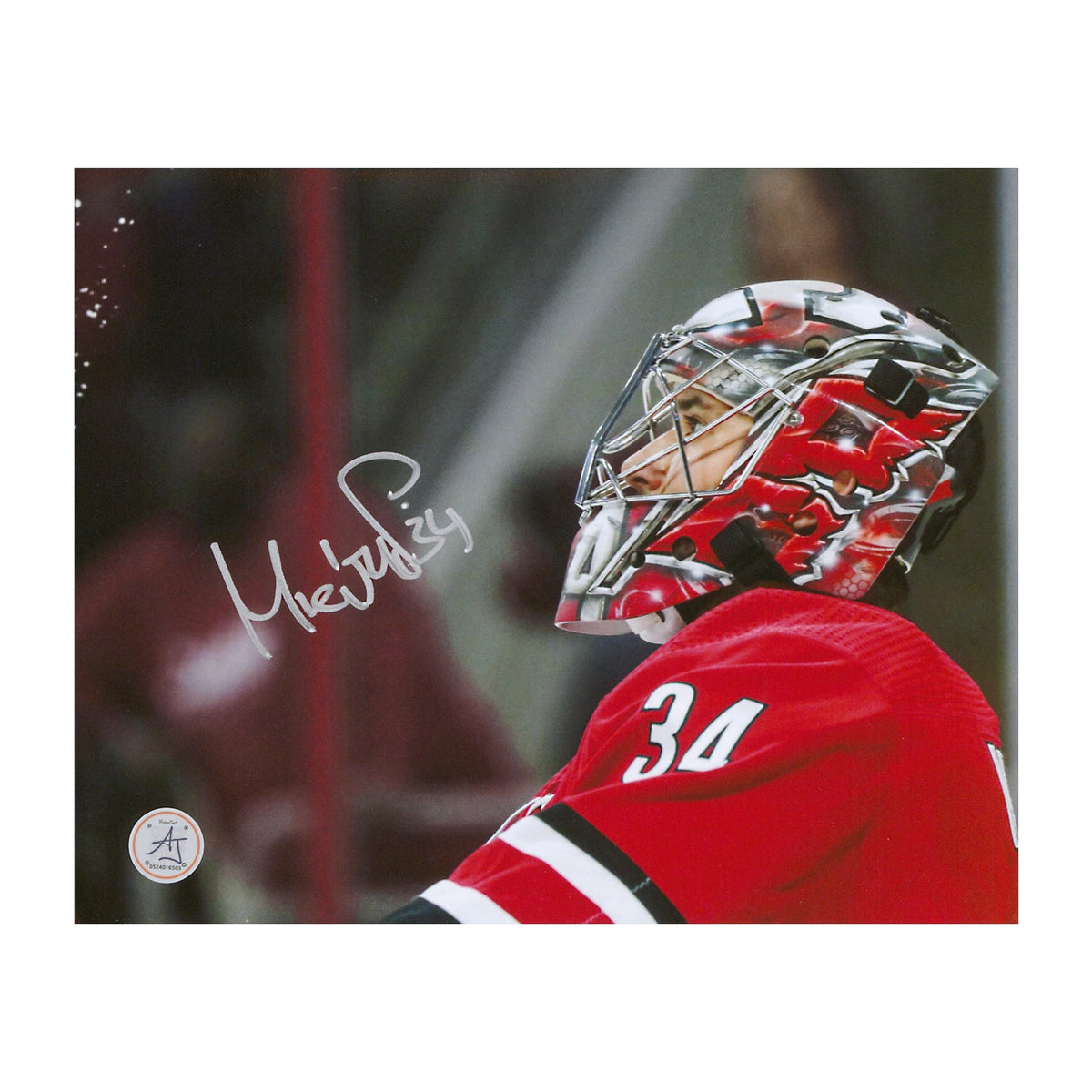 Petr Mrazek Signed Carolina Hurricanes Goalie Mask Profile 8x10 Photo product image 1, provided for visual reference and