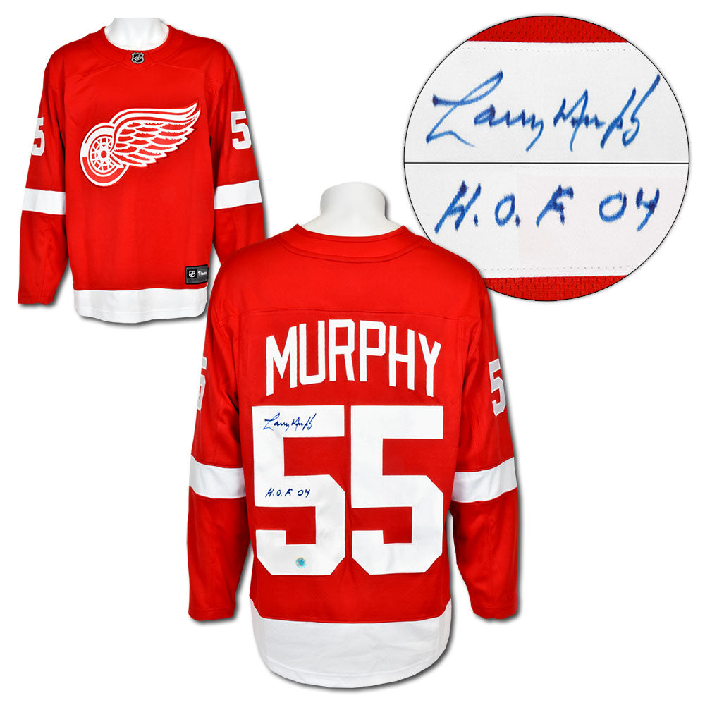 Larry Murphy Signed Detroit Red Wings Fanatics Throwback Jersey product image 1, provided for visual reference and product