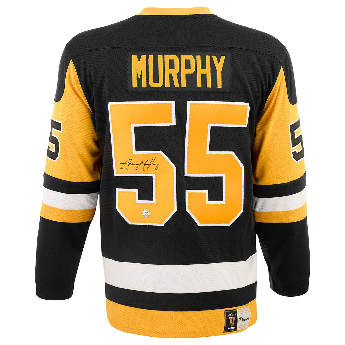 Larry Murphy Autographed Pittsburgh Penguins Fanatics Throwback Jersey product image 1, provided for visual reference and