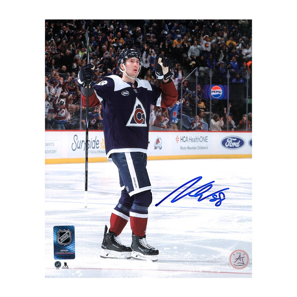 Martin Necas Autographed Colorado Avalanche Goal Celebration 8x10 Photo product image 1, provided for visual reference and