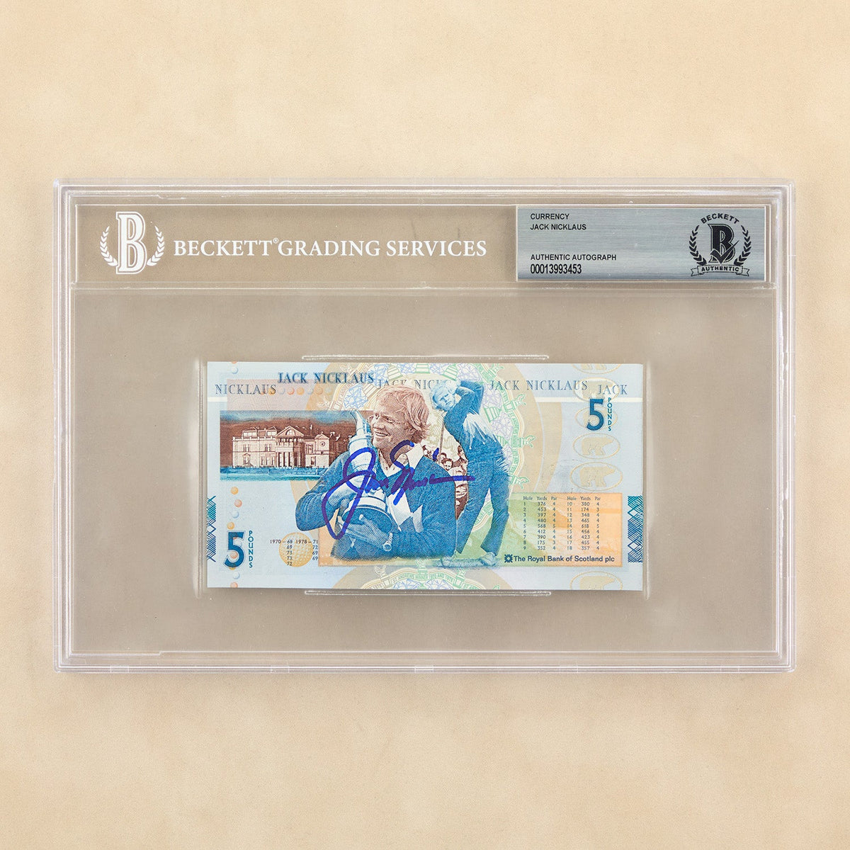 Jack Nicklaus Autographed British Open £5 Bank of Scotland Note Beckett COA product image 1, provided for visual reference