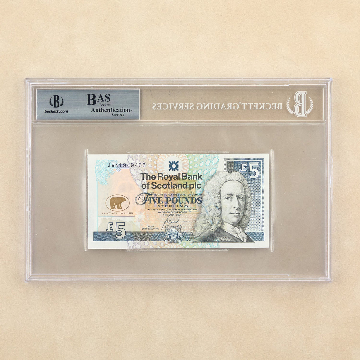 Jack Nicklaus Autographed British Open £5 Bank of Scotland Note Beckett COA product image 2, provided for visual reference