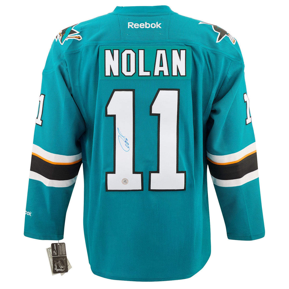 Owen Nolan San Jose Sharks Autographed Reebok Jersey product image 1, provided for visual reference and product detail review