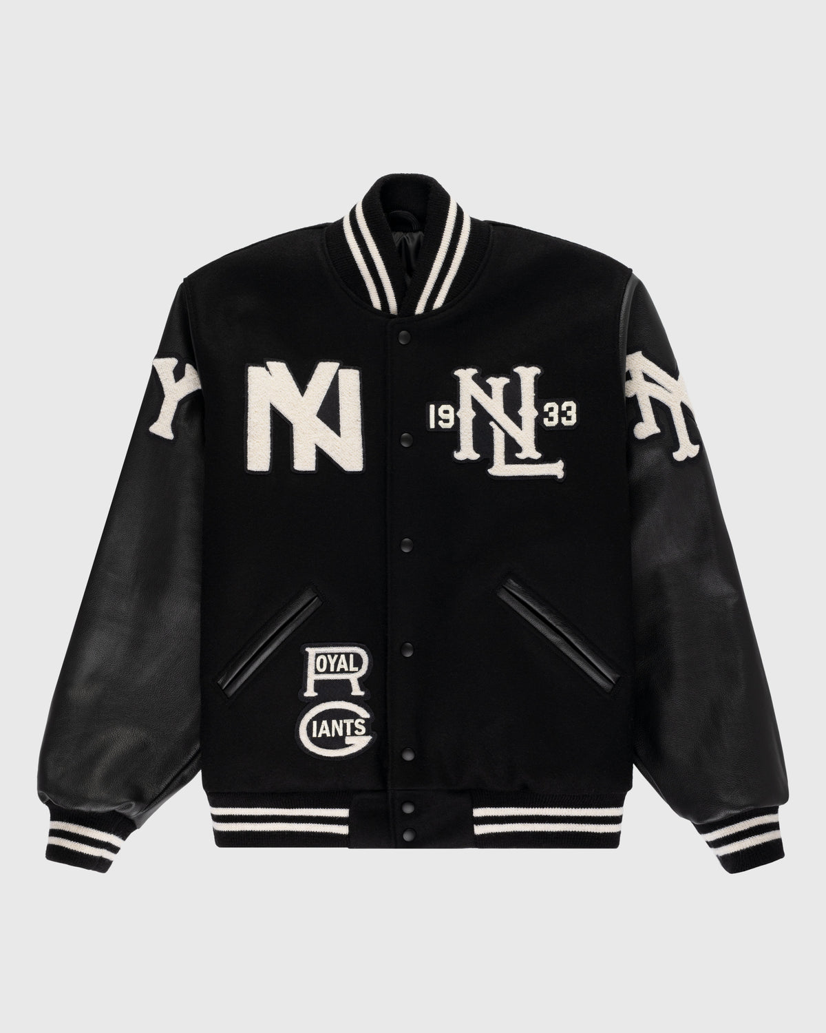 Negro League Wool & Leather Varsity Jacket product image 1, provided for visual reference and product detail review