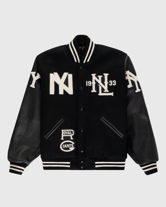 Negro League Wool & Leather Varsity Jacket product image 1, provided for visual reference and product detail review