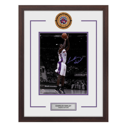 Charles Oakley Signed Toronto Raptors Colour Isolation Basketball 20x26 Frame product image 1, provided for visual reference